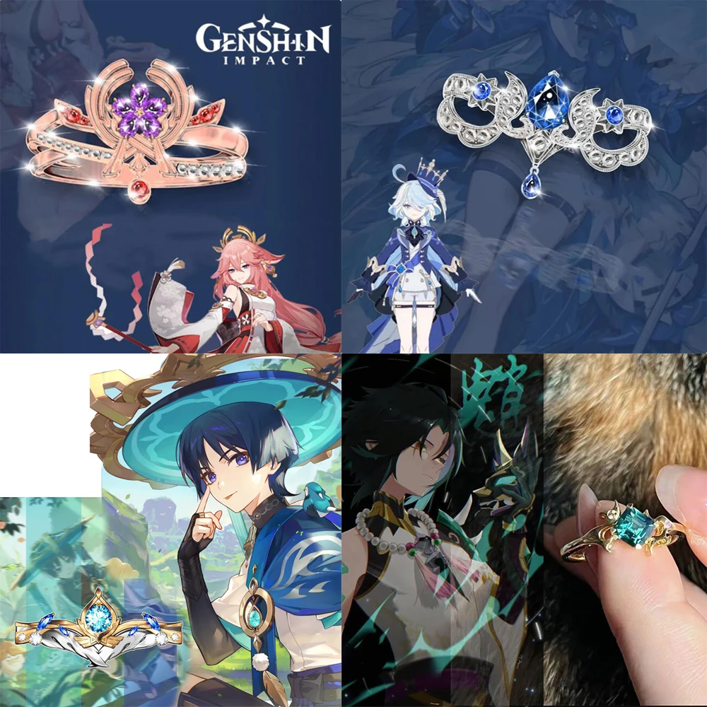 

Game Genshin Impact Furina Focalors Yae Miko Wanderer Xiao Cosplay Ring Unisex Adjustable Opening Rings Jewelry Accessories