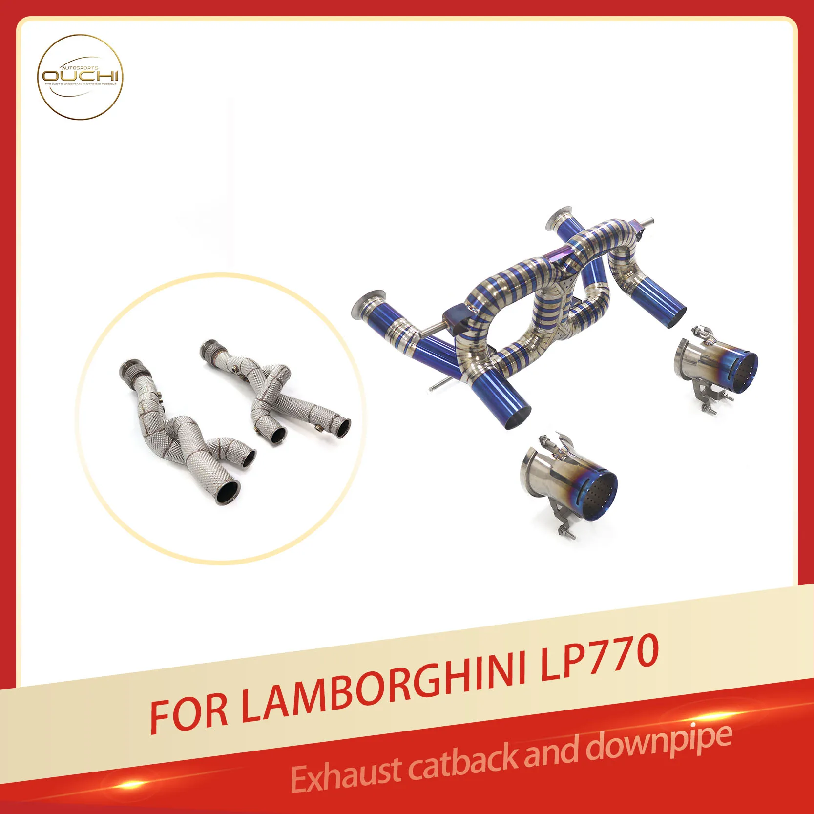 

OUCHI Factory Direct Sales SS304 Downpipe for Lamborghini Aventador LP770-4 SVJ 6.5L TC4 Catback Exhaust Car Direct Fit No Valve