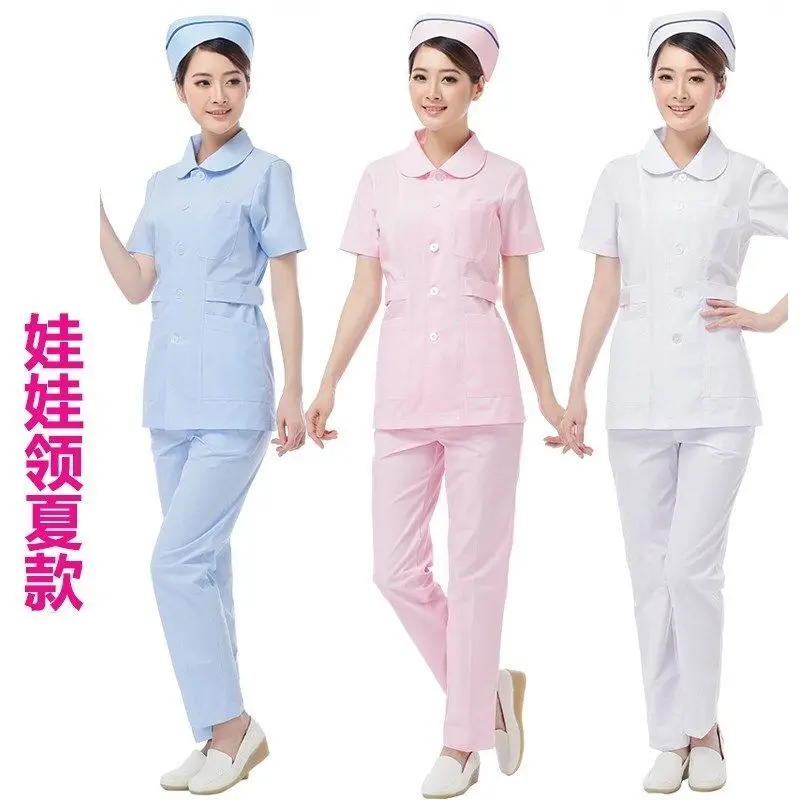 Плюс размер медсестра униформа длинный рукав осень и зима короткий рукав длинный рукав белое пальто короткий сплит