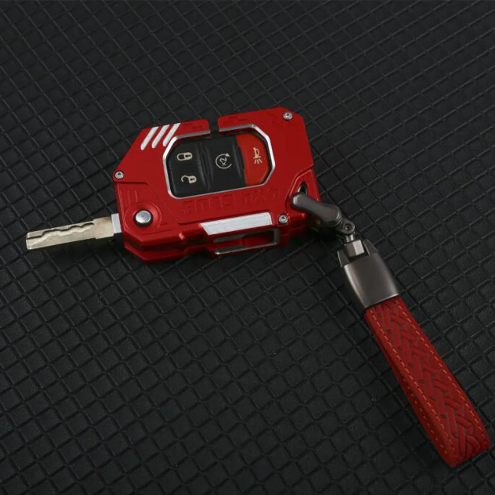 Red Black Aluminum Alloy Car Key Cover For Jeep Wrangler JL 2018+ JL1292