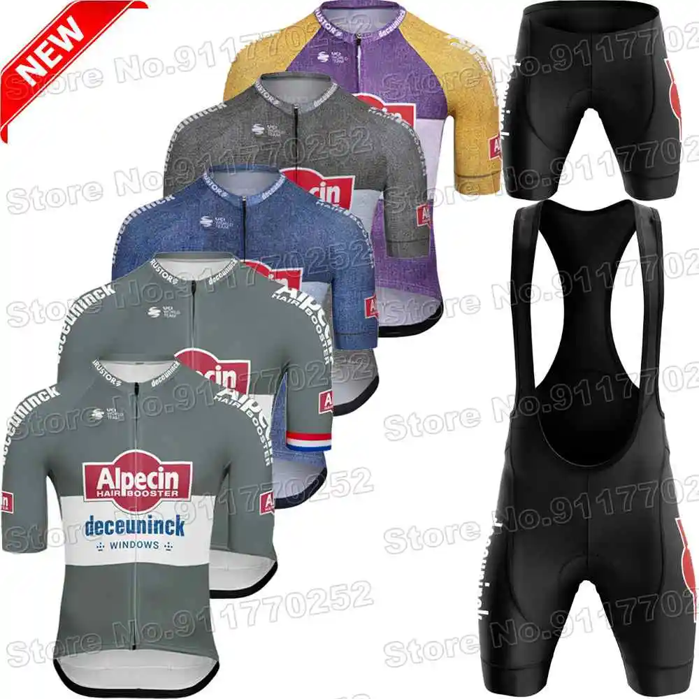 2025 Alpecin Deceuninck Cycling Jersey Set World Champion Mathieu van der Poel Cycling Clothing Men Road bike Shirt Bib Shorts