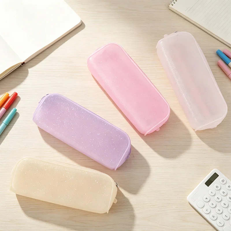 Shining Large Capacity Silicone Pencil Case, Washable Portable Stationery Storage Pencil Case,multi-color School Office Supplies
