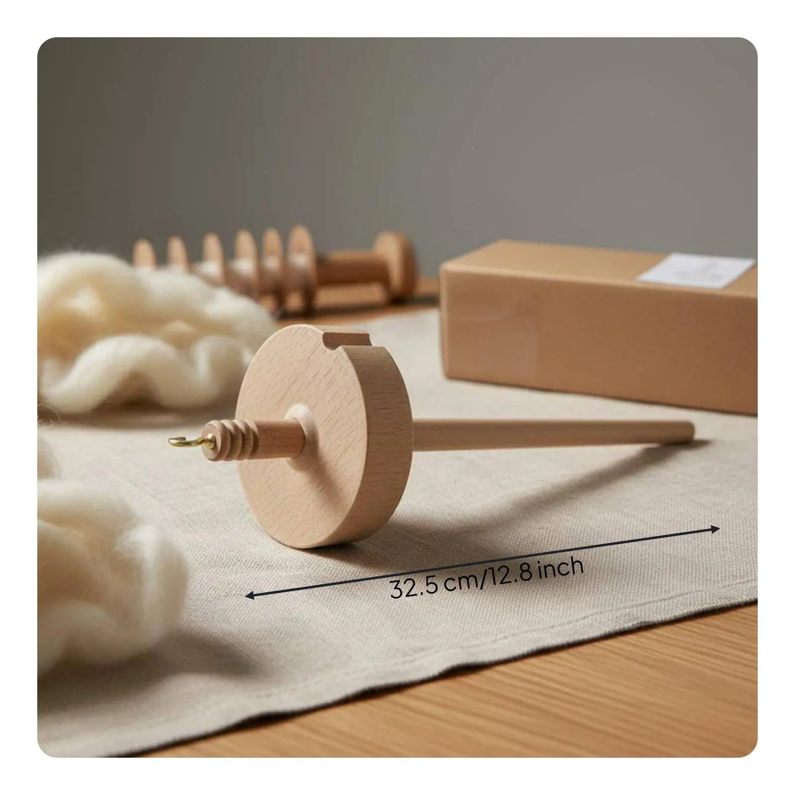 Wooden Spinning Spindle Top Whorl Drop Spindle for Fiber Drafting Yarn Making Tool with Hook