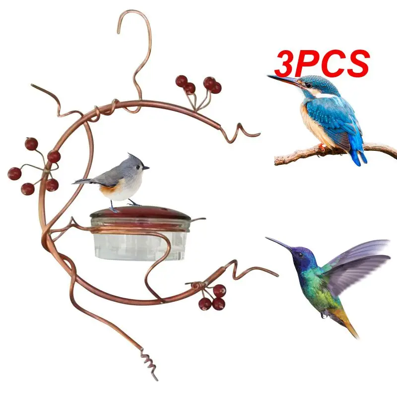 

3PCS Garden Courtyard Bird Feeder Courtyard Tree Hanging Red Berries Hummingbird Feeder Garden Decoration Outdoor Feed The Birds