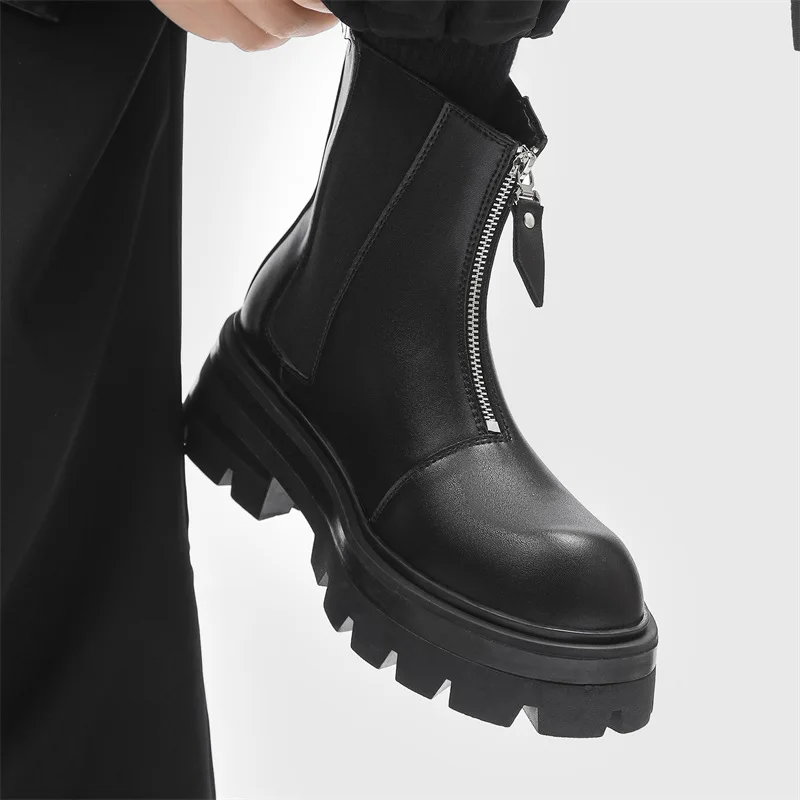 Shoes for Men Fashion Platform Boot Designer British Style Business Casual Men Boot Motorcycle Chunky Ankle Booties Botas Hombre