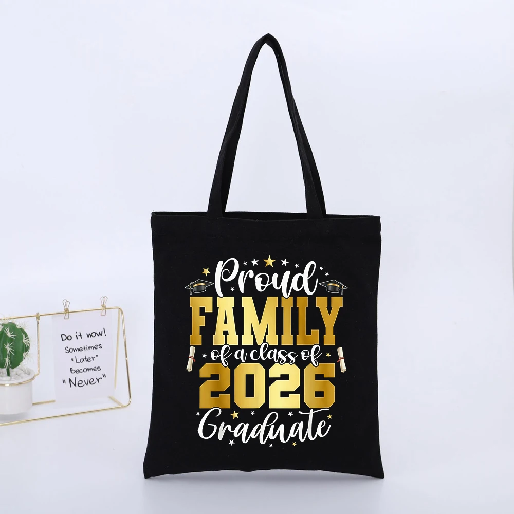 Proud FAMILY of a class of 2026 Graduate Print Canvas Tote Bag, Casual Style for Graduation Events and Daily Use