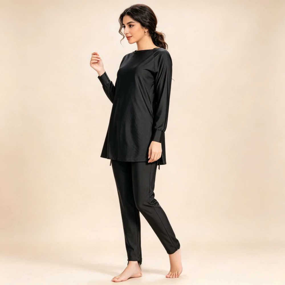 Long Sleeve Swimwear Conservative Bathing Suit with Drawstring Hem S26c31c2271964acbb23cb70c727fb15aU