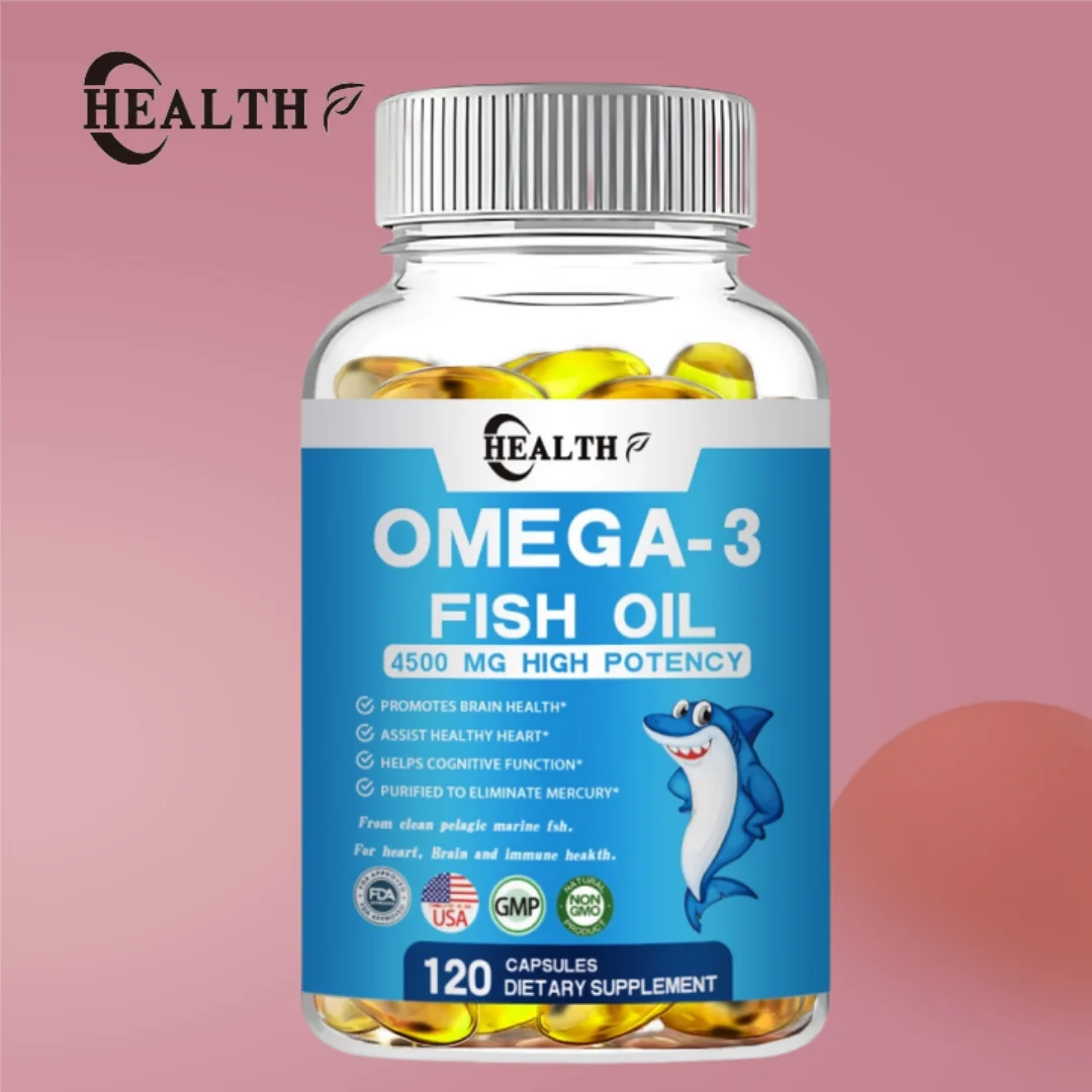 Aceite de pescado Omega 3, 4500 Mg de EPA y DHA, más de 2100 Mg de ácidos grasos Omega 3, 1300 Mg de EPA + 860 Mg de DHA, los mejores ácidos grasos esenciales