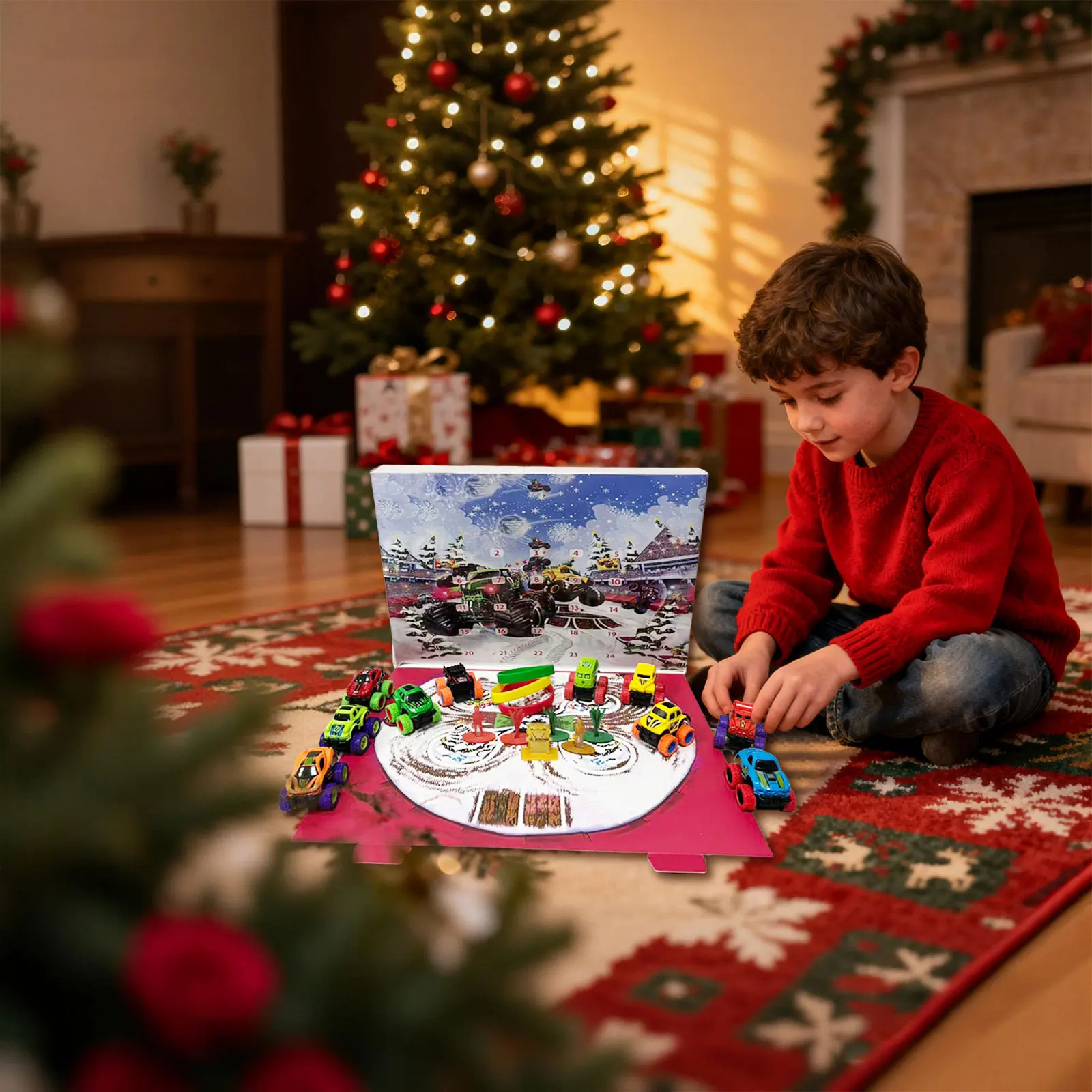 مؤقت غسيل اليد 20 ثانية تقويم مجيء العطلة الصغيرة 24 يومًا من الشاحنات الصغيرة والملحقات بمقياس 1:87 ساعة حمام للأطفال #2