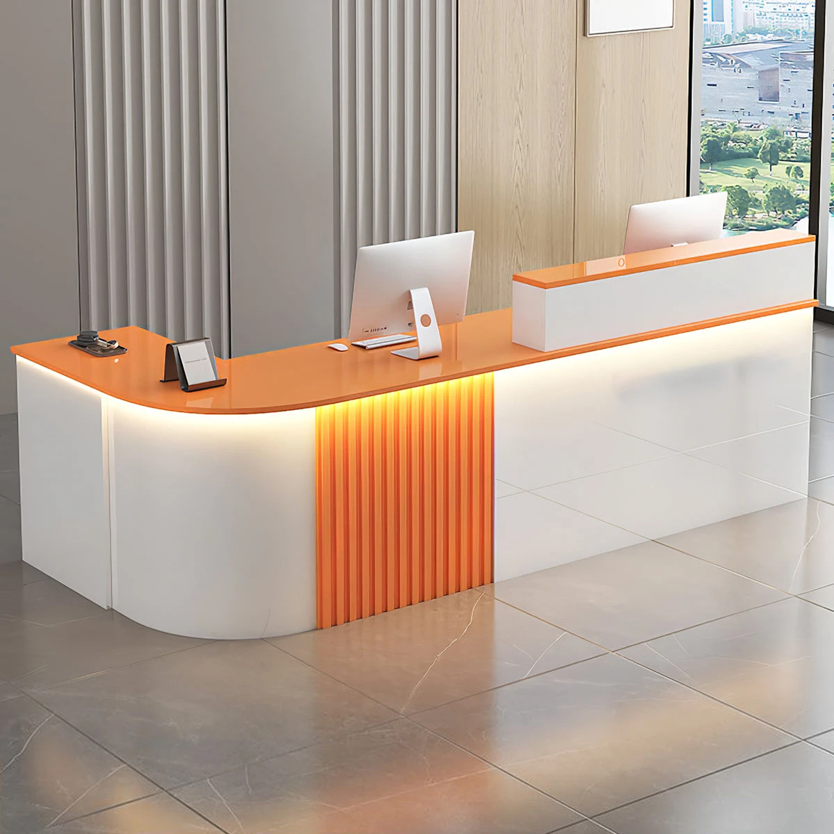 Modern Minimalist L-Shaped Reception Desk 47 To 150 In Wide With Lockable Drawers Transaction Counter
