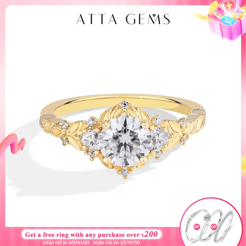 ATTAGEMS 2025 Luxus-Moissanit-Ring 1 CT D VVS1 Diamant Rundschliff S925 Sterling Silber Verlobung Hochzeit Schmuck für Frauen Geschenk