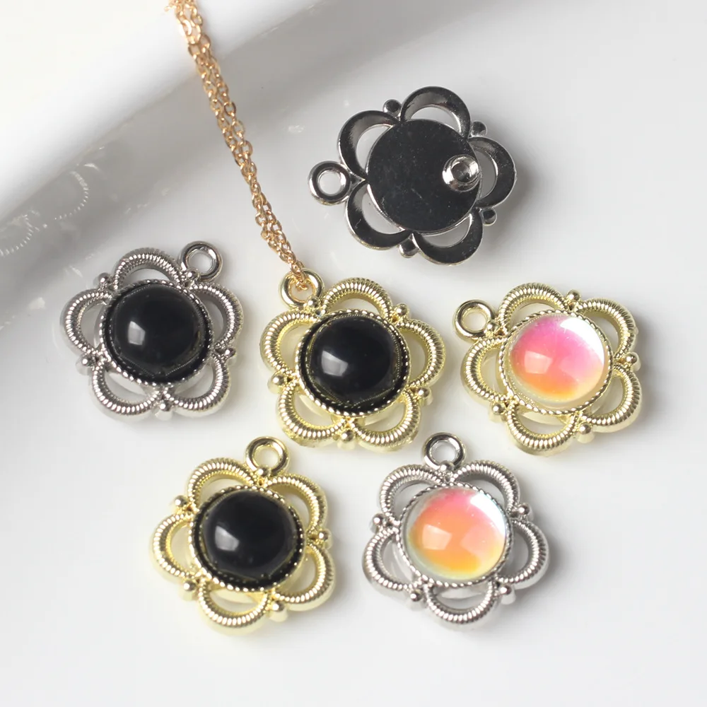 Exquisite Zinc Alloy Flower Pendant Charms for DIY Necklaces and Other Accessories 10pcs/lot