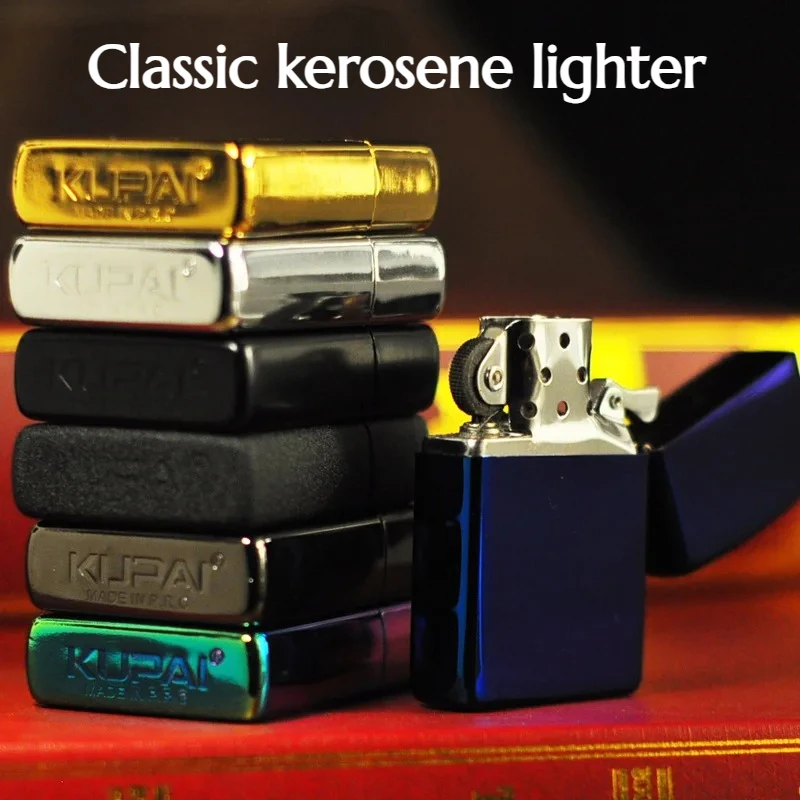 

10PCS Classic Windproof Metal Lighter Grinding Wheel Ignition Flip-top Lighter Fashionable Cigarette Accessory