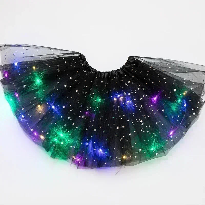 LED Glowing Light Kids Girls Princess Tutu Skirts Children Cloth Wedding Party Dancing Miniskirt Costume Cosplay Led Clothing