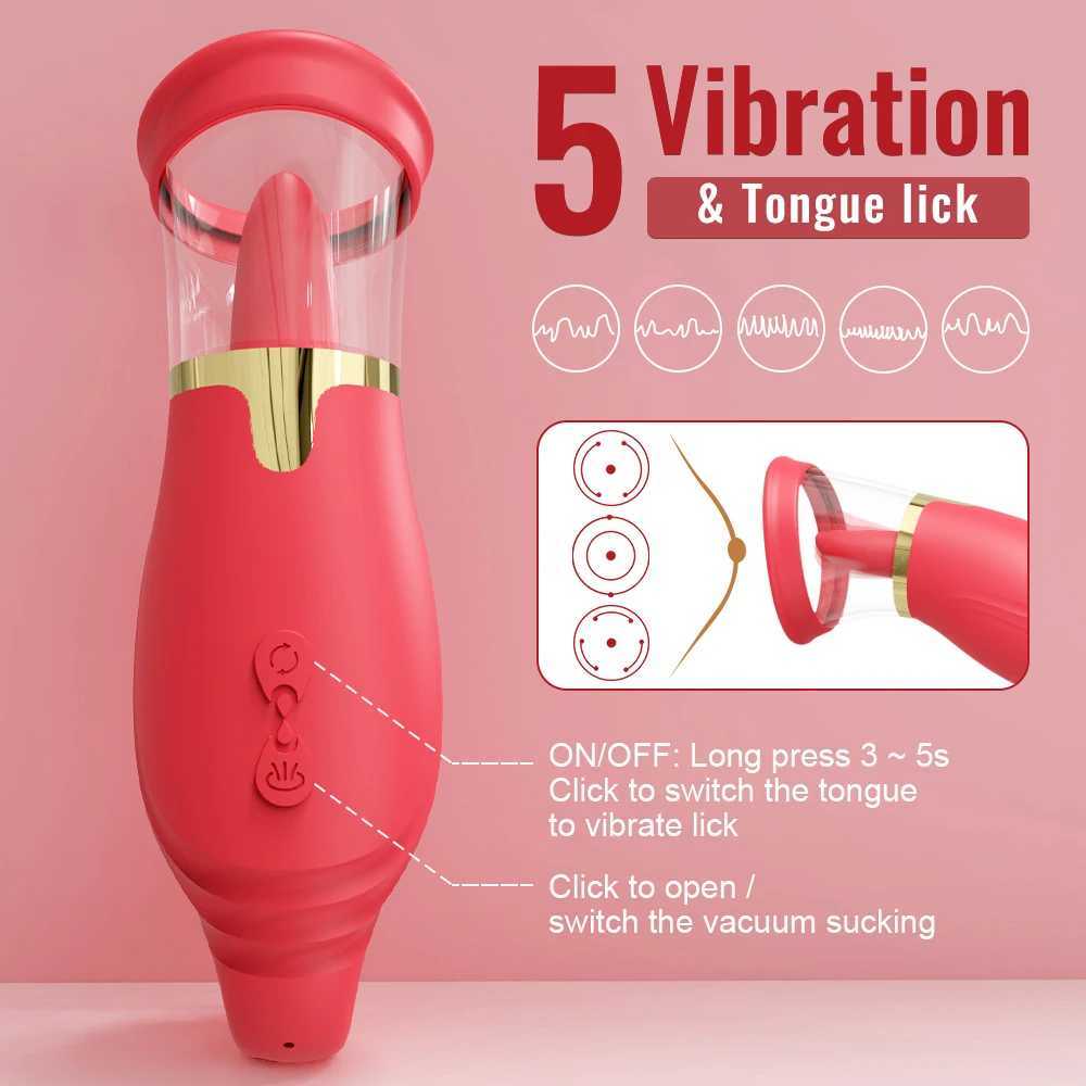 Tongue Sucking Licking Vibrator for Women Clitoris Vacuum Sucker Stimulator Oral Vagina Nipples Vibrating Female Adult Sex Toys