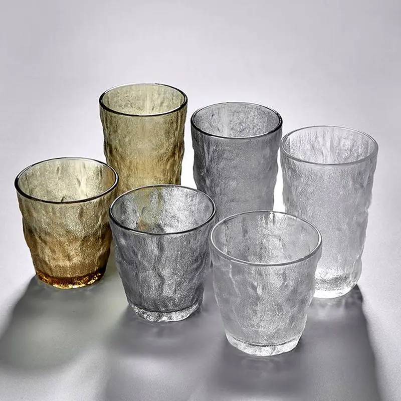 Simple Stone Pattern Crystal Cup Glacier Pattern Glass Cup Home Living Room Cup Set Drinking Hospitality Green Tea Cup Set