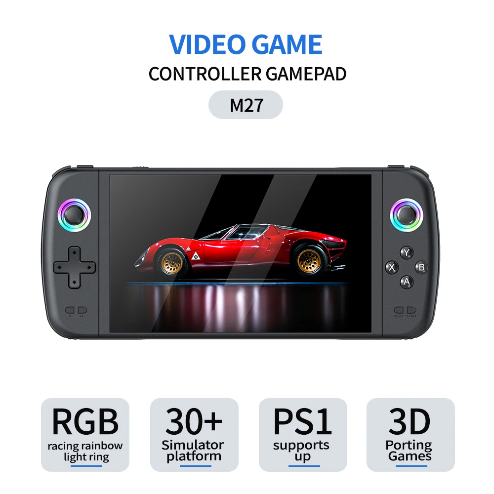 

M27 Portable Pocket Retro Handheld Video Game Console 1024*600 Display 7.0 Inch Screen Gaming ﻿Support LINUX Emelec 64G/128G