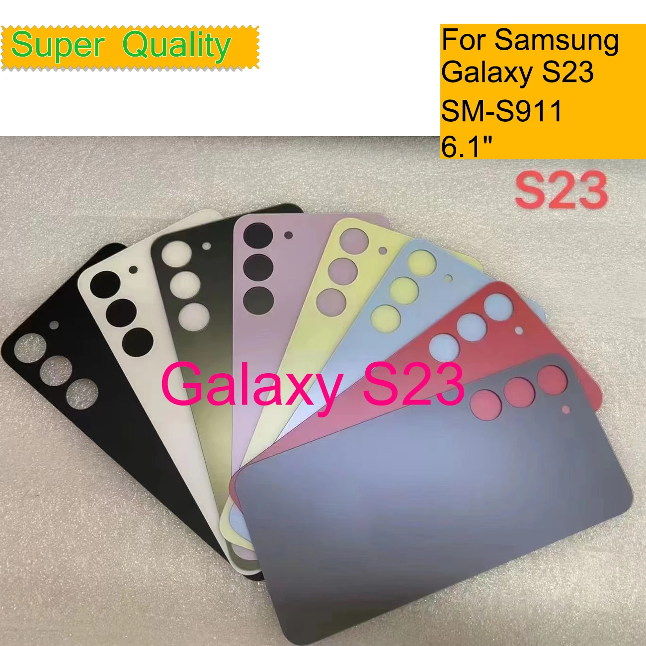 10Pcs/Lot Back Cover For Samsung Galaxy S23 S911 Battery Cover Real Case Housing Door Chassis Body With Camera Lens