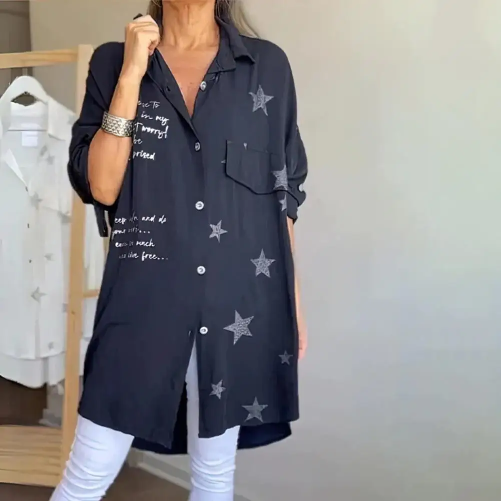 Boyfriend Style Shirt Stylish Women's Denim Shirt Lapel Long Sleeve Boyfriend Style With Buttoned Tie Cuffs Single Breasted