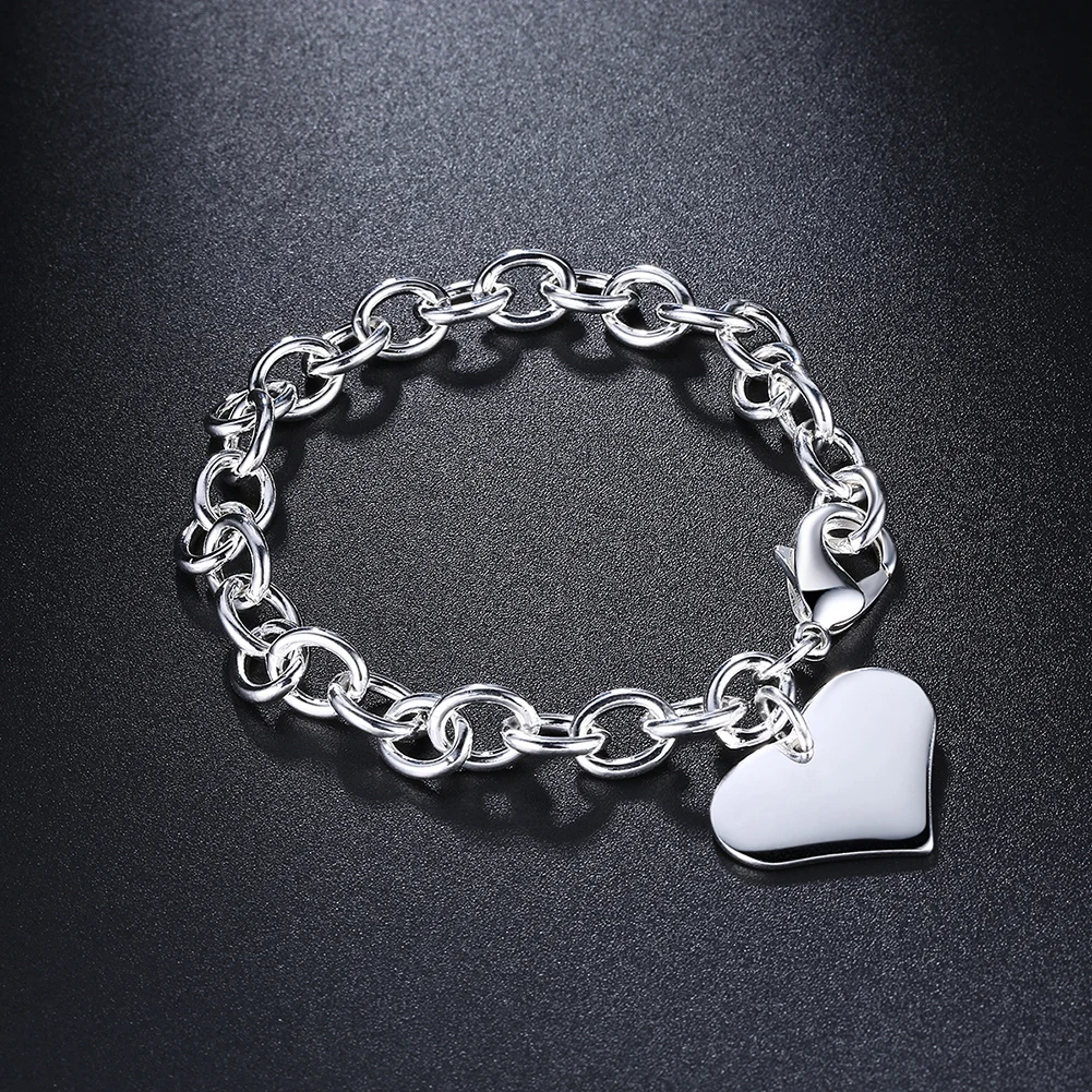 Hot Street all-match romantic love heart fashion 925 sterling silver Bracelet for woman fine jewelry Wedding party Holiday gift