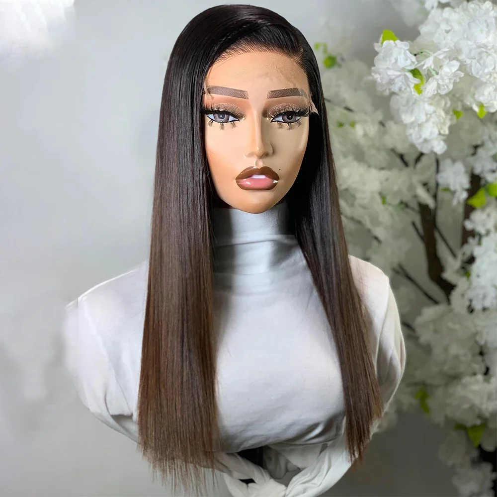 Ombre Blonde Straight Soft 28Inch Long 5x5 Silk Base Jewish Human Hair Wig Baby Hair HD Lace European Hair Preplucked Glueless