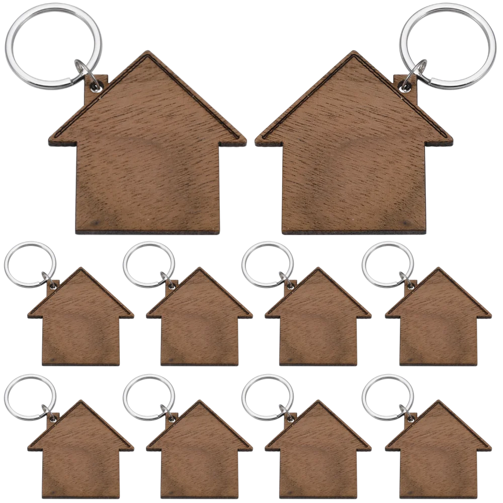 50pcs Blank Wooden House Keychain Wood Keyring Pet Tag Handwork Pendants Charm Women Family Gift Wooden Accessories Wholesale