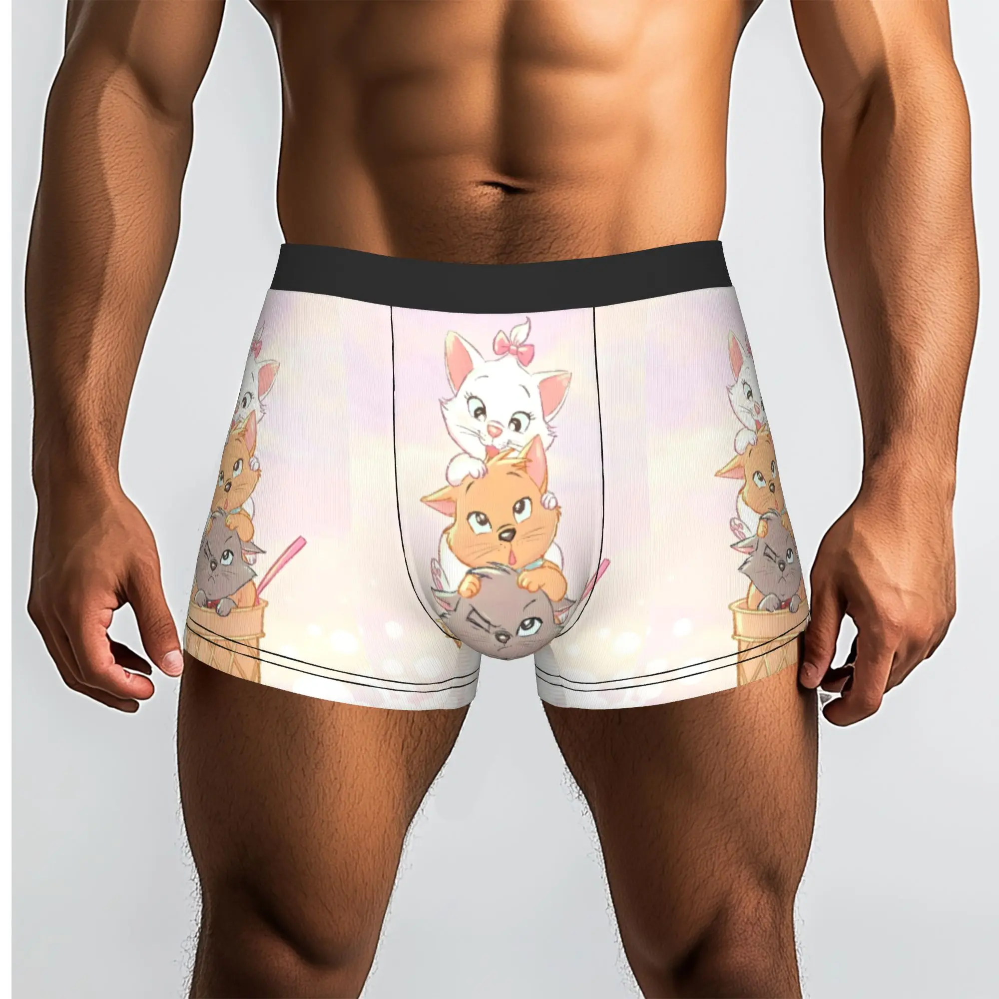 Custom M-Marie Cat Cartoon Underwear Men Breathable Cat Manga Boxer Briefs Shorts Panties Soft Underpants For Male