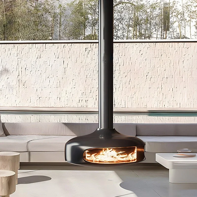 OEMWall-mounted fireplace, wood-burning 3d atomization, suspended art hanging heating stove core, home and household