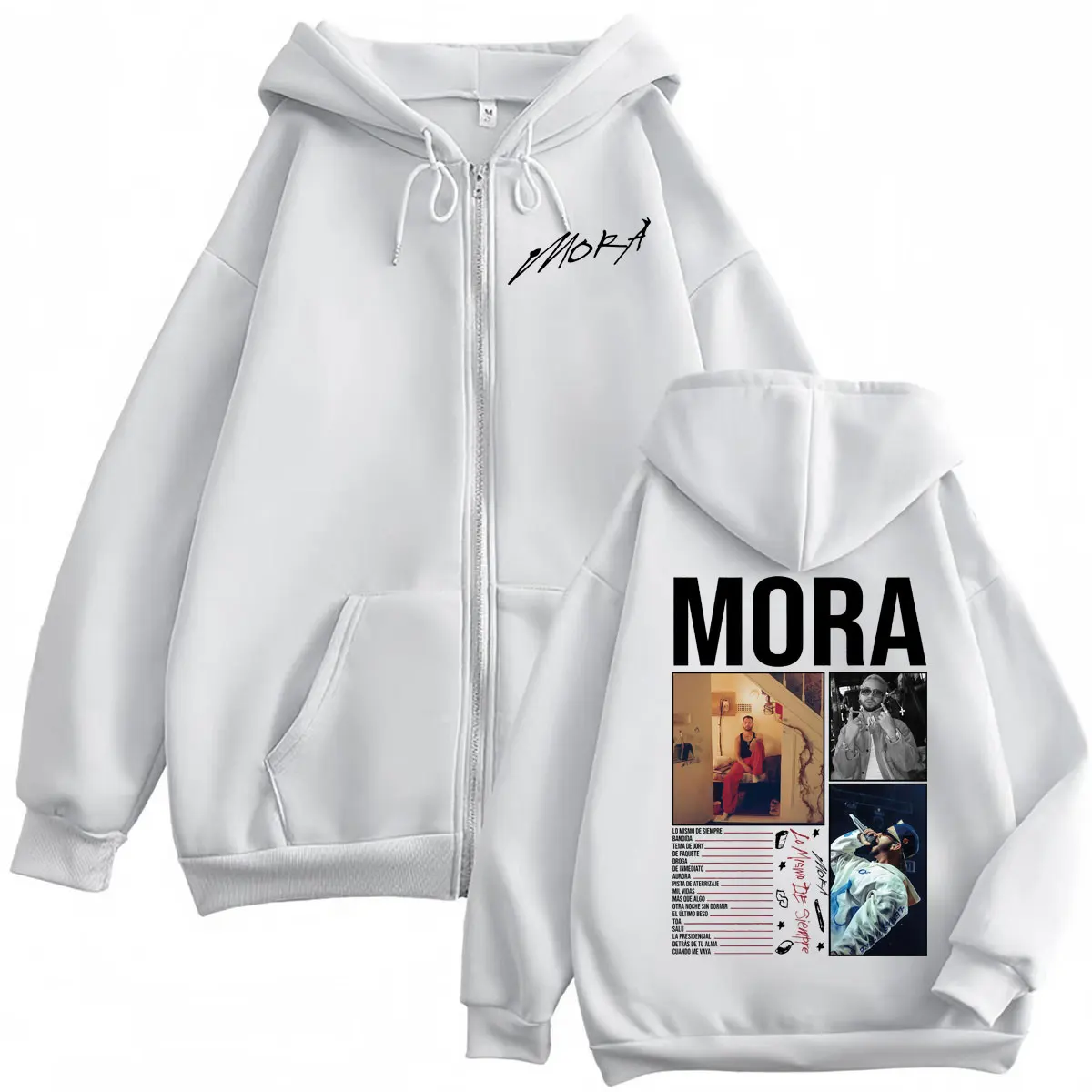 Singer Mora Lo Mismo De Siempre 2025 New Album Zipper Hoodies High Quality Fashion Zip Up Pullovers Men Women Casual Sweatshirts