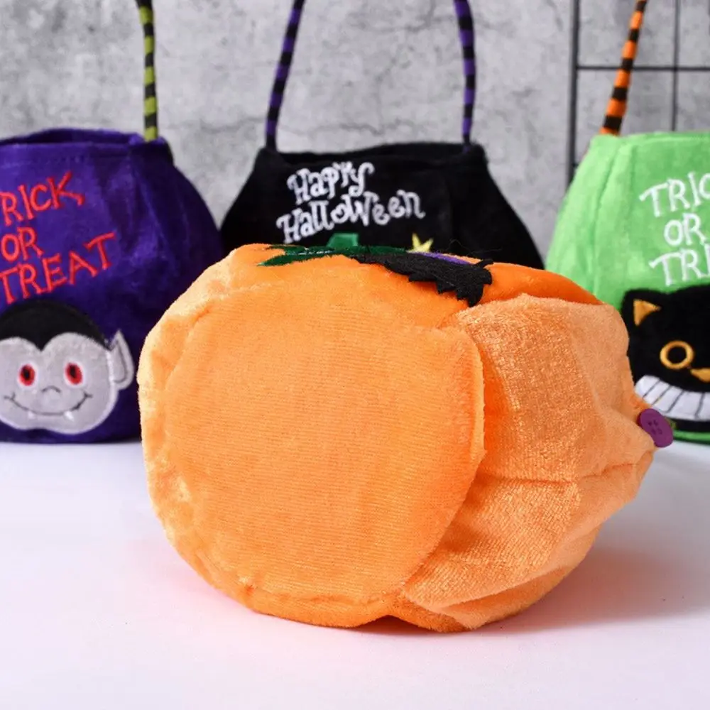 Feliz gato preto bruxa halloween saco de doces truque ou deleite abóbora bolsa saco de presente