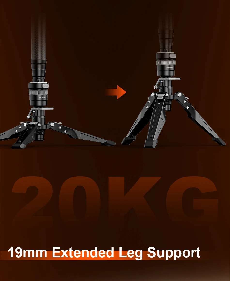 COMAN M1 Kohlefaser-Einbeinstativ mit Schnellwechselplatte für DSLR-Kameraständer, One-Click-Hebe-Reise, leichter Halter – Detail 16