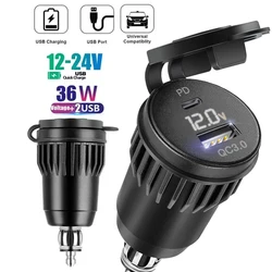 Carregador USB para motocicleta com tensão, tomada de carro, Dual USB, carga rápida para BMW, Ducati, Triumph, motocicletas, 12V