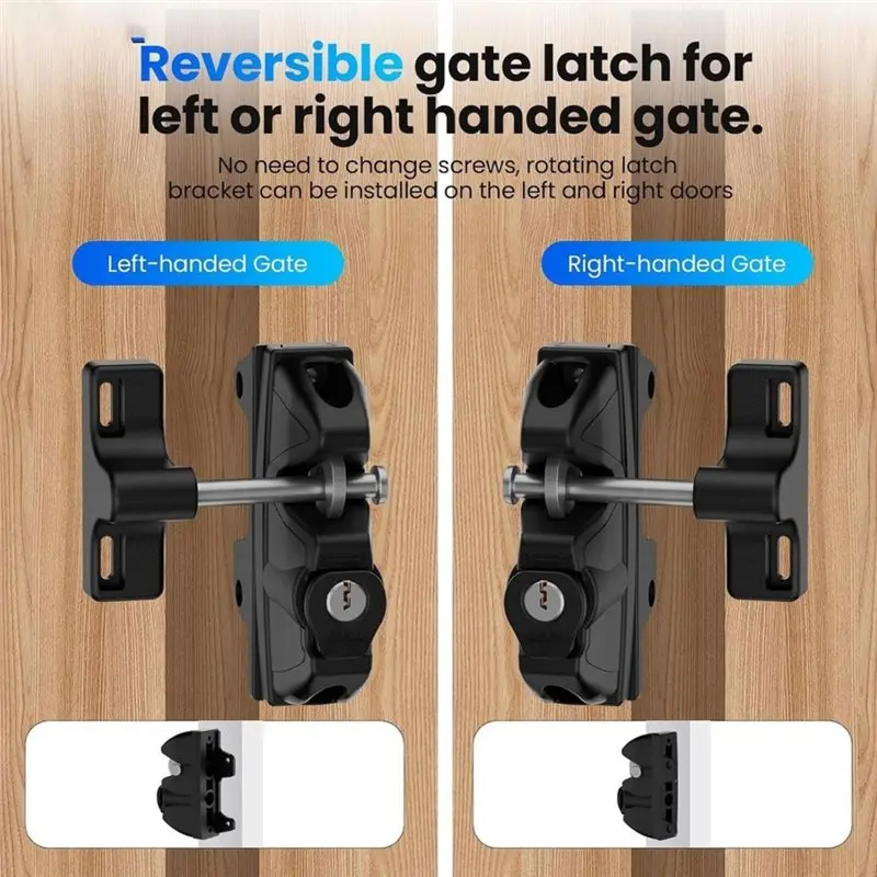 [NEW!A47U】 Key Lockable Double Sided Gate-Latch, 2 Way Latch For Wooden For Metal Gates, Vinyl Fencing, Wood