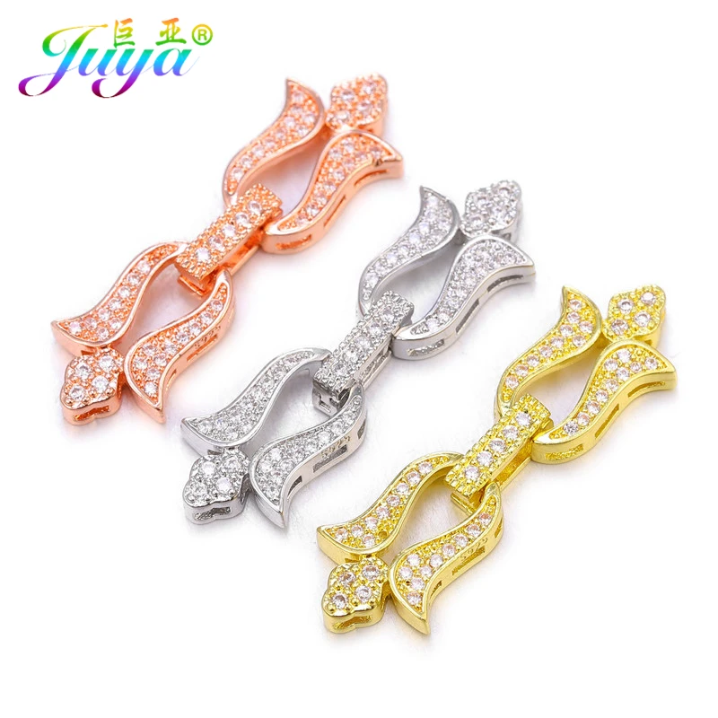 Juya 18K Gold Plated Copper Material Fastener Closure Clasps For Handmade Luxury Natural Stones Crystals Pearls  Jewelry Making