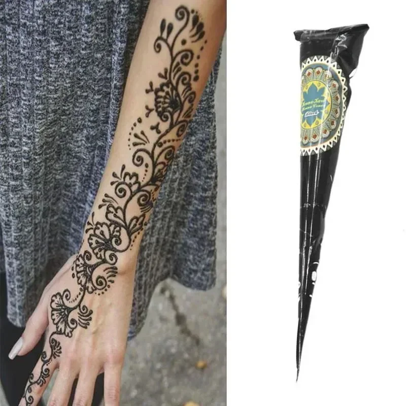 1PCS Organic Indian Henna Black Tattoo Inks Natural Body Art Ointment Mehndi Paste Cone Colored Sticker Mehndi Body Paint