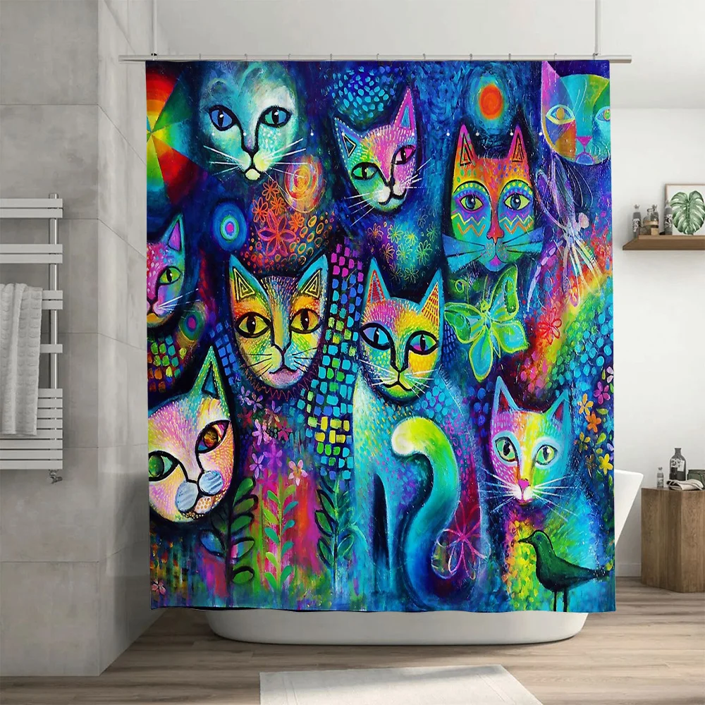 Cat Shower Curtain Artistic An - огляд і ціна Home Decor Bathroom Ideas
