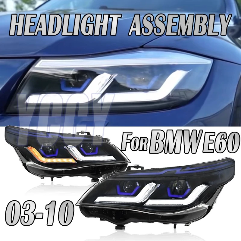 

Светодиодные фары в сборе для BMW 5 серии E60 2003-2010 Светодиодные фары с поворотными зубьями Plug and Play с полностью светодиодными обновленными налобными фарами