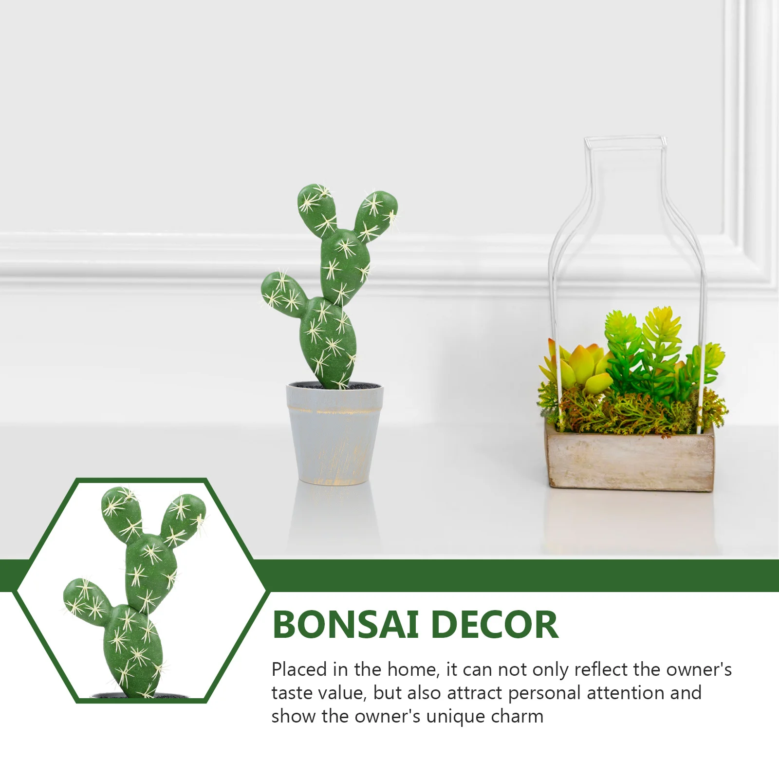 

Simulation Cactus Bonsai Decorative Artificial Plant Fake Potted Plant for Home Office Table Desk Adornment Artificial Bonsai