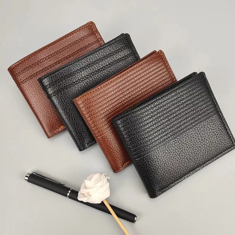 PU Leather Slim Short Wallets for Men Card Holders Ultra-thin Money Clips Luxury Designer Mini Men Wallet Driving License Holder