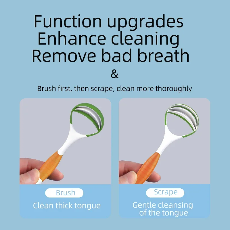 3Colors Silicone Tongue Cleaner Tongue Scraper Oral Cleaning To Keep Fresh Breath Portable Non-slip Handle Tongue Coating Brush