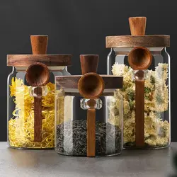 Kitchen Glass Sealed Jar Portable Household Five Grains Storage Can Seasoning Bottle Multifunctional Coffee Tea Storage Bottle