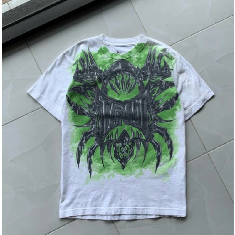 Y2K Street Gothic Printed t-shirt Harajuku Leisure puro cotone a maniche corte da uomo estate retrò Hip Hop girocollo top