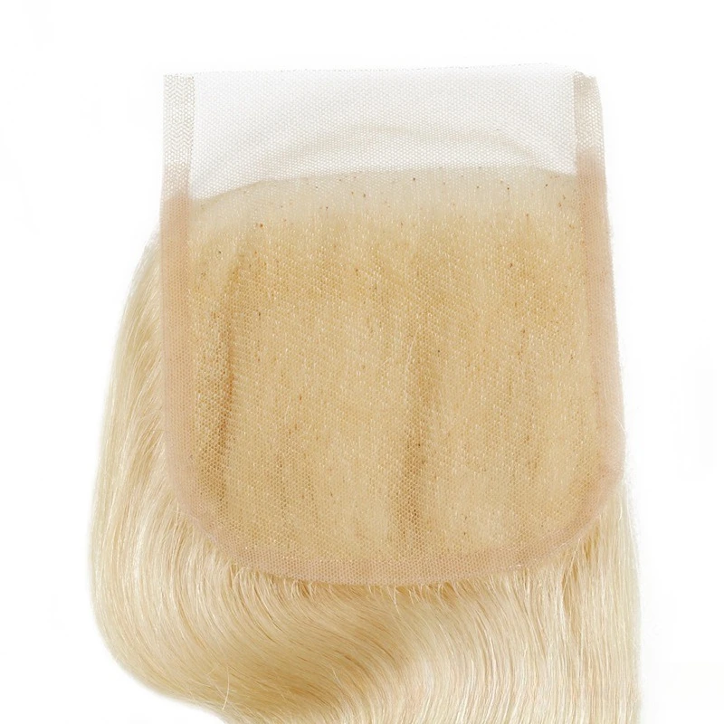 613 Chiusura in pizzo biondo miele 4X4 Pizzo trasparente Capelli vergini brasiliani Parte libera Prepizzicato Chiusura in pizzo biondo al 100% con onda del corpo