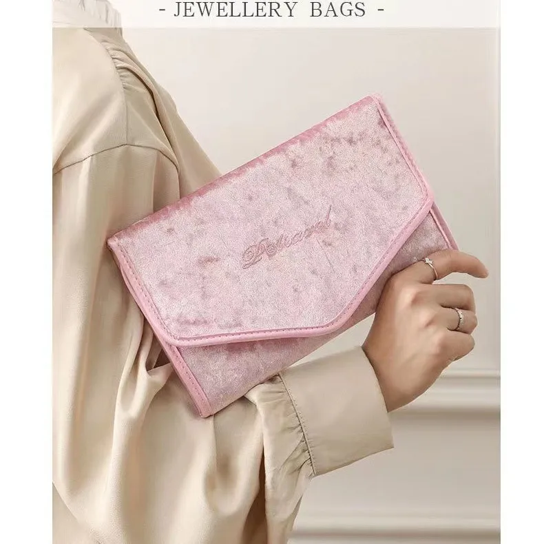 Składana Przenośna Torba na Biżuterię Podróżna na Naszyjniki Kolczyki Pierścionki Organizer na Biżuterię Torby do Przechowywania w Podróży dla Kobiet Dziewcząt