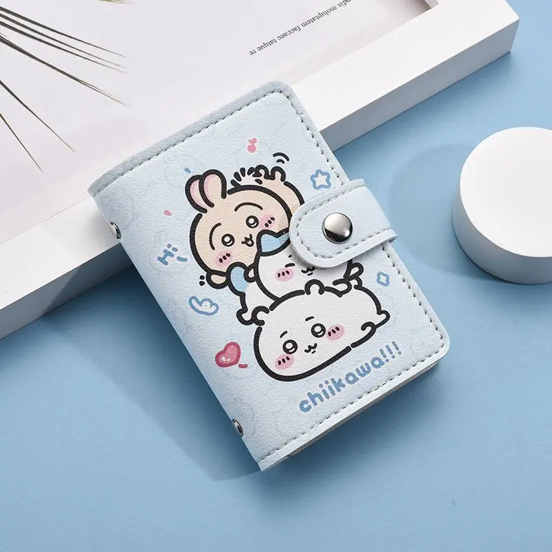 만화 귀여운 치이카와 카드 홀더 우사기 캐릭터 대용량 다중 슬롯 초박형 운전면허증 은행카드 가방 휴대용