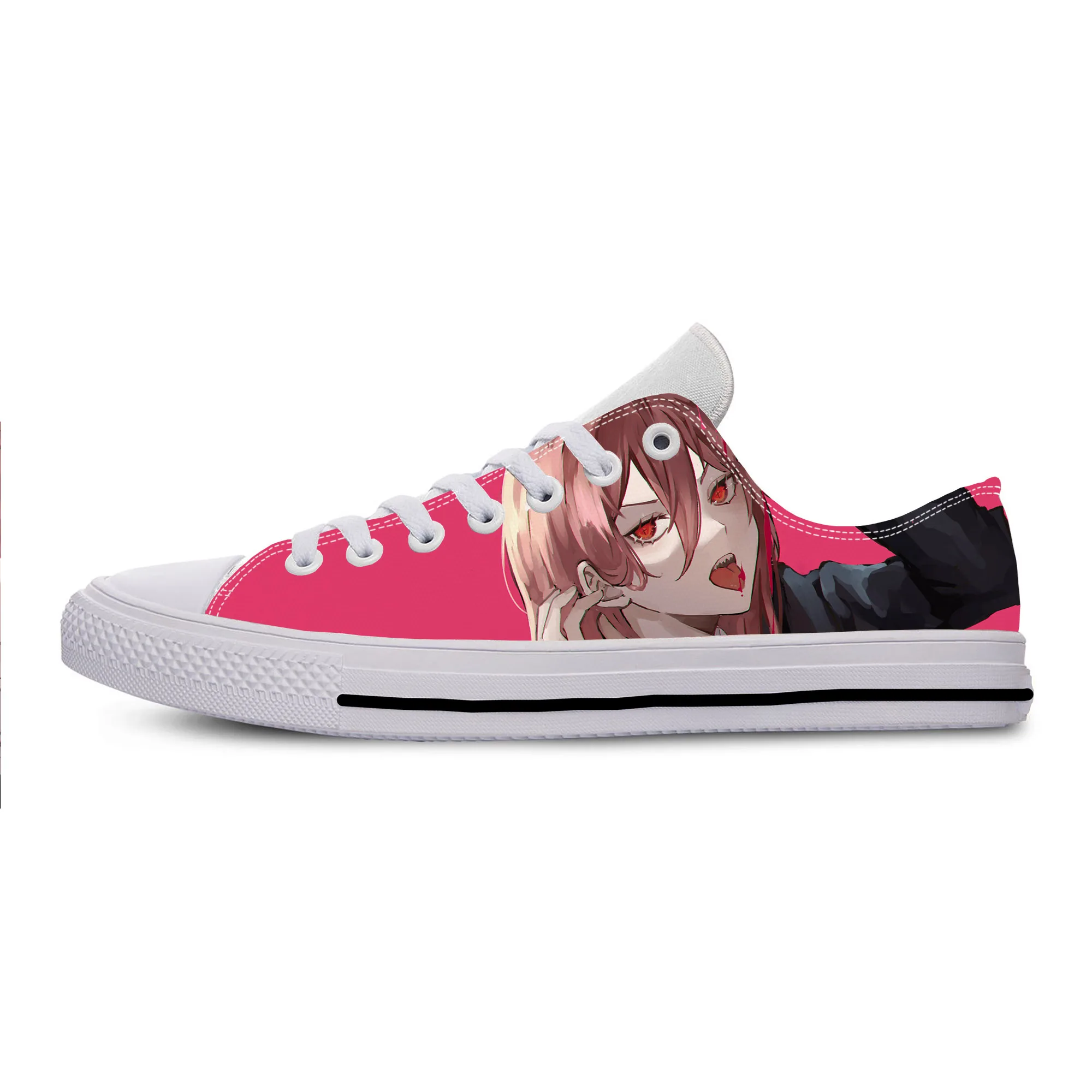 Japanese Anime Manga Cartoon Chainsaw Man Power Casual Cloth Shoes Low Top Lightweight Breathable 3D Print Men Women Sneakers