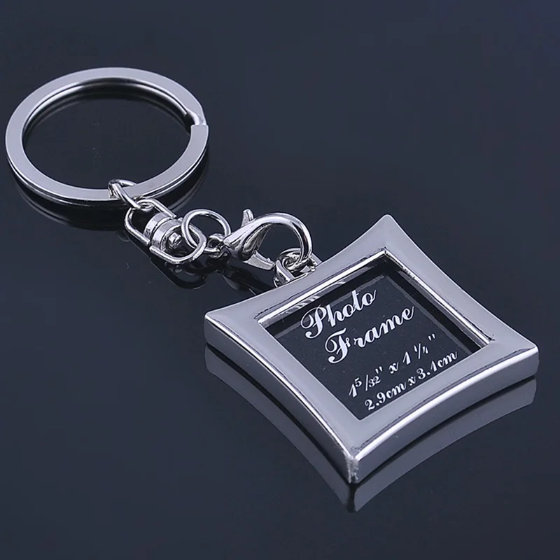 Foto-schlüsselanhänger 7 Designs Mini Kreative Metall Legierung Herz Platz Runde Oval Legen Bilderrahmen Schlüsselanhänger Llaveros Keychain – Detail 7
