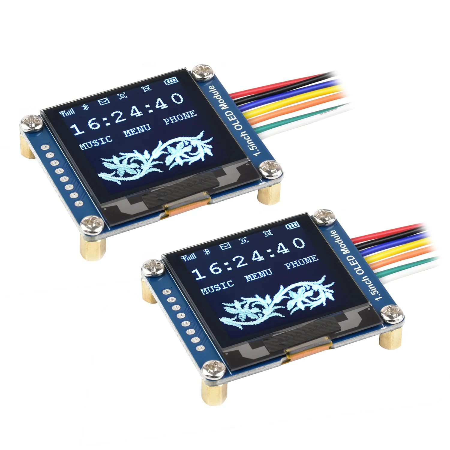 2pcs/lot Waveshare 1.5 inch OLED Raspberry Pi Display Module, Embedded SSD1327 Driver Chip, SPI / I2C Communication