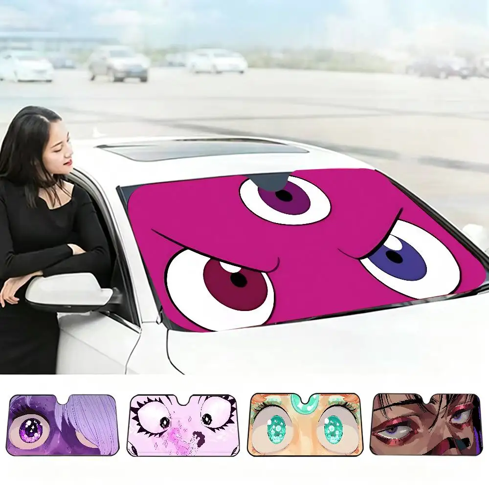 CARTOON Eyes Car Sunshade Window Sunshade Sunblock Front Windshield Hood Interior Front Baffle Double Sunshade