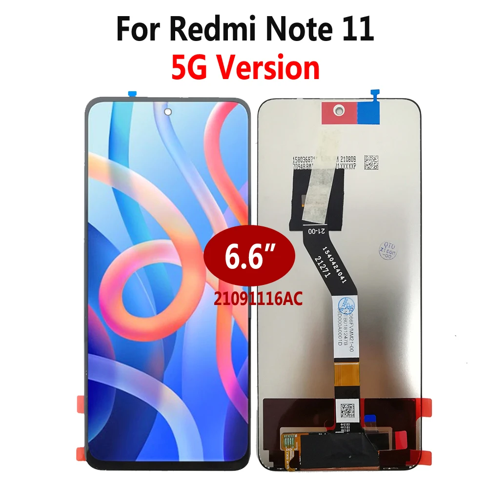 LCD met frame voor Xiaomi Redmi Note 11 Global 2201117TG 2201117TI 2201117TY 2201117TL / Redmi Note 11 4G 21121119SC / Redmi Note 11 5G 21091116AC wereldwijd scherm Touch Digitizer